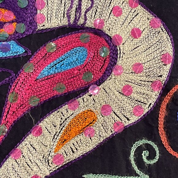 READ Vintage Passports of Pier 1 Imports Animal Zoo Embroidered Folk Vest Size M - Picture 6 of 13